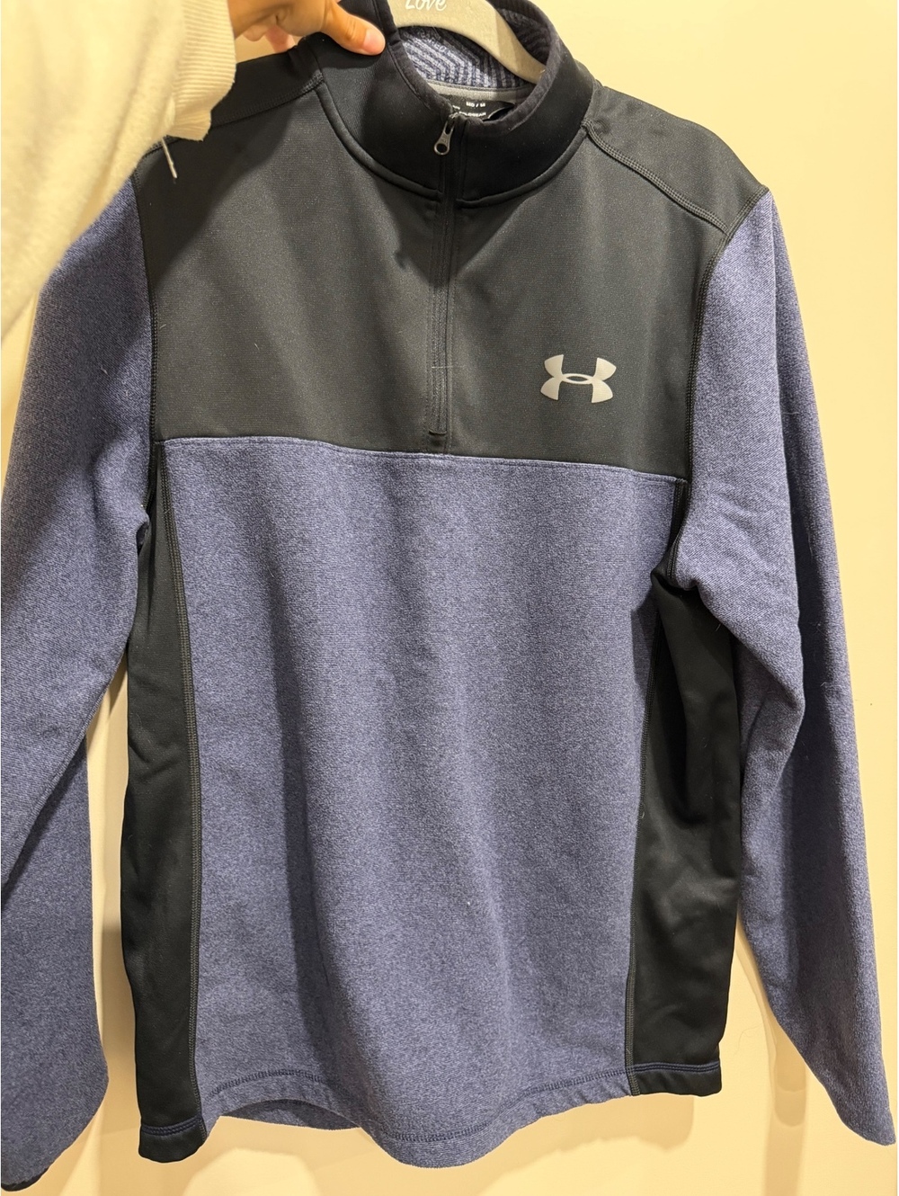 Under Armour ColdGear Men’s Medium 1/4 Zip Pullover Blue Black Loose Fit